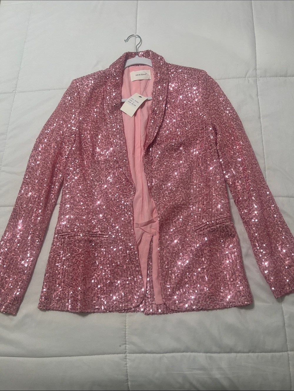 Sparkling Pink Sequin Blazer Jacket